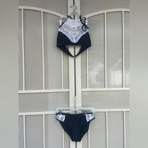 Black and White High Neck Bikini